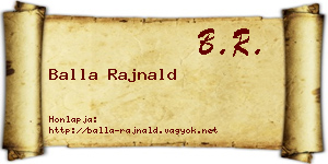 Balla Rajnald névjegykártya